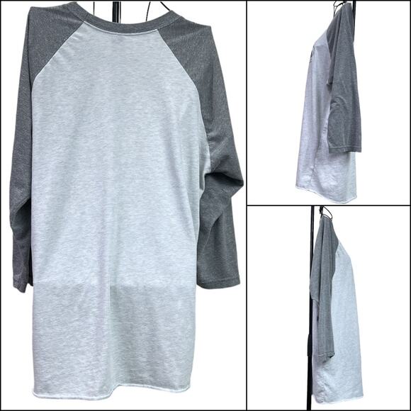 Next Level 3/4 Raglan Sleeve Jersey T-Shirt Top Large Heathered Gray Light Gray - Picture 2 of 9